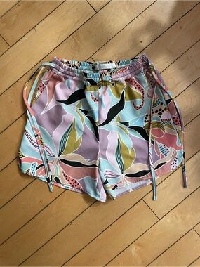 Simons Pastel Floral Drawstring Athletic Shorts